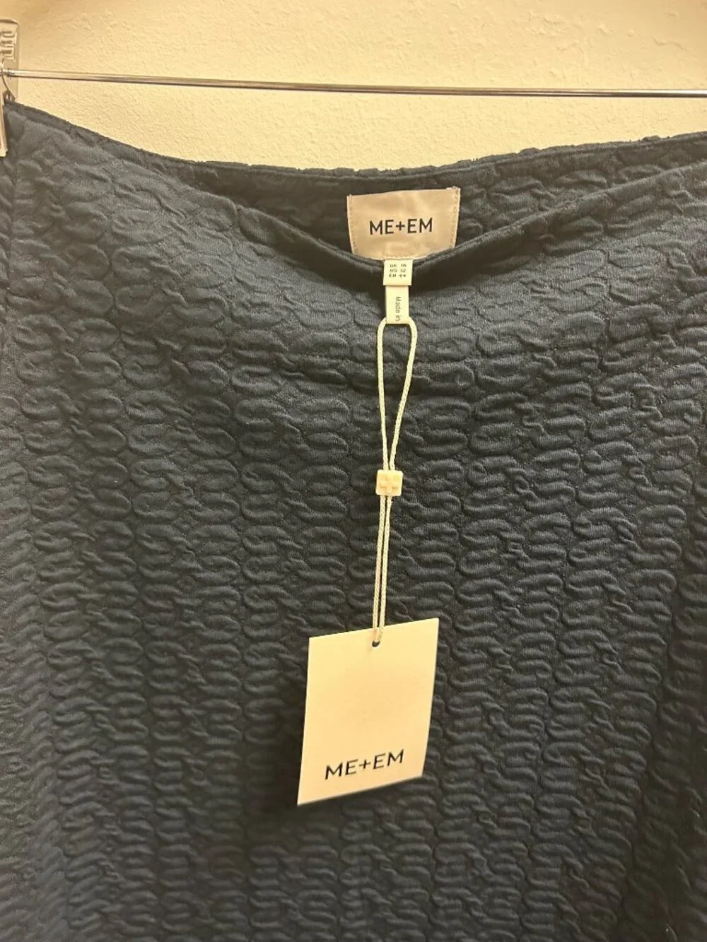 ME+EM Jacquard Jersey Textured Midi Skirt Navy NWT